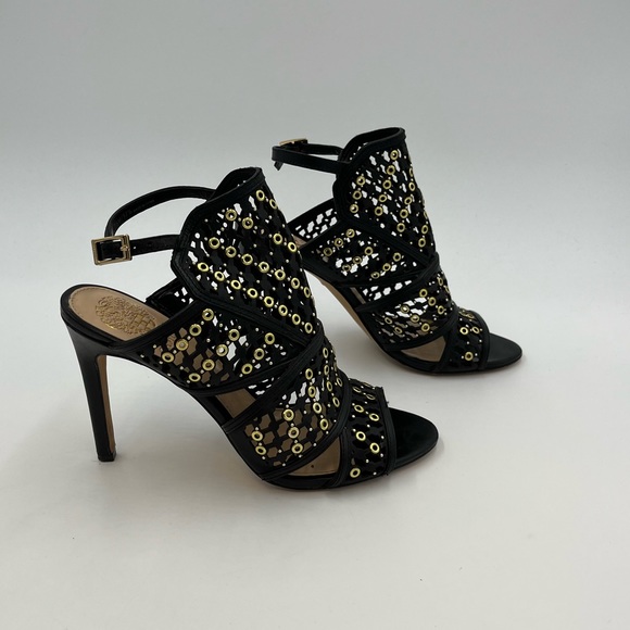 Vince Camuto 4” Black and Gold Leather Heels NWOT, excellent condition - Picture 15 of 17